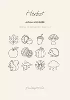 Vorschau - Arbeitsblätter - Herbst Ausmalbilder 40 Stück / Malvorlagen Herbst mit Wortschatz / Igel Kürbis Laterne / DaZ Sachunterricht Grundschule - Deckblatt