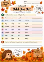 Vorschau - Stundenentwürfe - Englisch Herbst Arbeitsblätter Klasse 3–6 (A1) – 6 Worksheets + Lösungen | Autumn Vocabulary & Clothes - Seite 1