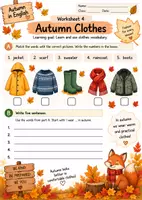 Vorschau - Stundenentwürfe - Englisch Herbst Arbeitsblätter Klasse 3–6 (A1) – 6 Worksheets + Lösungen | Autumn Vocabulary & Clothes - Seite 3