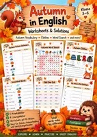 Vorschau - Stundenentwürfe - Englisch Herbst Arbeitsblätter Klasse 3–6 (A1) – 6 Worksheets + Lösungen | Autumn Vocabulary & Clothes - Deckblatt