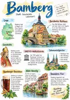 Vorschau - Arbeitsblätter - Lernplakat + Arbeitsblätter zum Thema "Bamberg" + Lösung & MP3 + Infografiken - Deckblatt