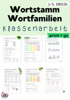 Vorschau - Arbeitsblätter - Wortstamm und Wortfamilien – Klassenarbeit / Lernzielkontrolle Deutsch Klasse 3–5 - Deckblatt