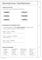 Vorschau - Arbeitsblätter - Wortstamm und Wortfamilien – Klassenarbeit / Lernzielkontrolle Deutsch Klasse 3–5 - Seite 1
