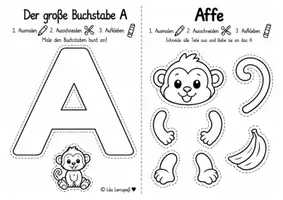 Vorschau - Mal- und Bastelvorlagen - A wie Affe niedliche Bastelvorlage - Seite 2