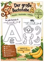 Vorschau - Mal- und Bastelvorlagen - A wie Affe niedliche Bastelvorlage - Deckblatt