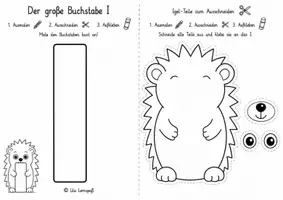 Vorschau - Mal- und Bastelvorlagen - I wie Igel kreative Bastelvorlage - Seite 1