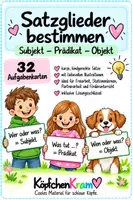 Vorschau - Aufgabenkarten - Satzglieder bestimmen – 32 Aufgabenkarten - Deckblatt