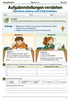 Vorschau - Arbeitsblätter - Aufgabenstellungen verstehen Arbeitsheft Klasse 5 bis 6 Operatoren erkennen und richtig bearbeiten - Deckblatt