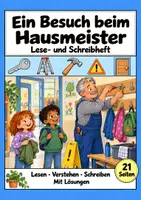 Vorschau - Arbeitsblätter - Ein Besuch beim Hausmeister: Deutsch Lesen, Schreiben, Leseheft, Schreibheft und Arbeitsblätter mit Lösungen - Deckblatt