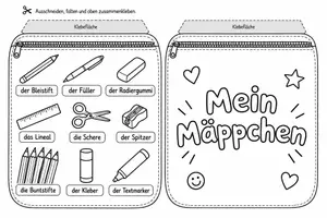 Vorschau - Arbeitsblätter - Mein Mäppchen – Ausschneiden, Falten & Wortschatz üben - Deckblatt