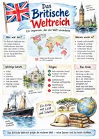 Vorschau - Arbeitsblätter - Lernplakat + Arbeitsblätter zum Thema "Britisches Weltreich" + Lösung & MP3 + Infografik - Deckblatt