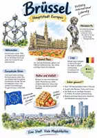 Vorschau - Arbeitsblätter - Lernplakat + Arbeitsblätter zum Thema "Brüssel" (Lückentext, Hörverstehen) + Lösung & MP3 + Infografik - Deckblatt
