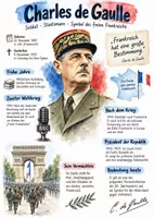Vorschau - Arbeitsblätter - Lernposter + Arbeitsblätter zum Thema "Charles de Gaulle" (Lückentext, Hörverstehen) + Lösung & MP3 - Deckblatt