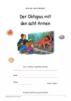 Vorschau - Arbeitsblätter - Der Oktopus mit den acht Armen: Deutsch Lesen, Schreiben, Leseheft, Schreibheft und Arbeitsblätter mit Lösungen - Seite 1