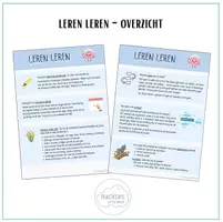 Voorbeeld - Leren leren - overzicht voor de leerling - Voorblad