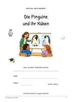 Vorschau - Arbeitsblätter - Die Pinguine und ihr Küken: Deutsch Lesen, Schreiben, Leseheft, Schreibheft und Arbeitsblätter mit Lösungen - Seite 1