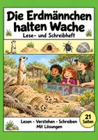 Vorschau - Arbeitsblätter - Die Erdmännchen halten Wache: Deutsch Lesen, Schreiben, Leseheft, Schreibheft und Arbeitsblätter mit Lösungen - Deckblatt