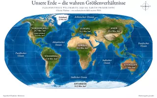 Vorschau - selbst erstellte Cliparts/Grafiken - Weltkarten: Echte Proportionen - Deckblatt