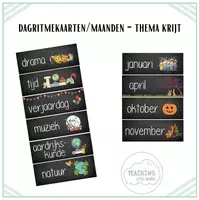 Voorbeeld - Klasthema "krijt" - dagritmekaarten en kalender - Voorblad