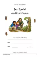 Vorschau - Arbeitsblätter - Der Specht am Baumstamm: Deutsch Lesen, Schreiben, Leseheft, Schreibheft und Arbeitsblätter mit Lösungen - Seite 1