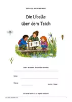 Vorschau - Arbeitsblätter - Die Libelle über dem Teich: Deutsch Lesen, Schreiben, Leseheft, Schreibheft und Arbeitsblätter mit Lösungen - Seite 1