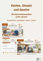 Vorschau - Stundenentwürfe - Kosten, Umsatz und Gewinn | Wirtschaft-Recht Klasse 8 | Arbeitsblätter mit Lösungen - Deckblatt
