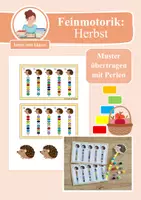 Vorschau - Spiele - Übung Muster & Reihenbildung: Feinmotorik fördern mit Perlen - Igel im Herbst (Vorschule & 1. Klasse) - Deckblatt