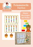 Vorschau - Spiele - Übung Muster & Reihenbildung: Feinmotorik fördern mit Perlen - Eicheln im Herbst (Vorschule & 1. Klasse) - Deckblatt