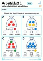 Vorschau - Arbeitsblätter - Wahrscheinlichkeit Klasse 4 | Mathematik Klasse 4 | 10 Arbeitsblätter als PDF - Seite 1
