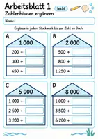 Vorschau - Arbeitsblätter - Zahlenhäuser Klasse 4 | Mathematik Klasse 4 | 10 Arbeitsblätter als PDF - Seite 1