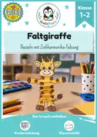 Vorschau - Mal- und Bastelvorlagen - Freebie Kunst Grundschule Basteln - Faltgiraffe mit Ziehharmonika basteln | Bastelvorlage Grundschule Klasse 1/2 - Deckblatt