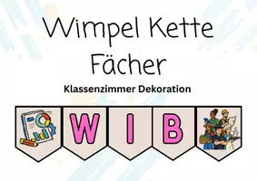 Vorschau - Mal- und Bastelvorlagen - Wimpelkette Fächer Klassenzimmer - Deckblatt