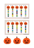 Vorschau - Spiele - Übung Muster & Reihenbildung: Feinmotorik fördern mit Perlen - Kürbis zu Halloween (Vorschule & 1. Klasse) - Seite 1