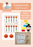 Vorschau - Spiele - Übung Muster & Reihenbildung: Feinmotorik fördern mit Perlen - Kürbis zu Halloween (Vorschule & 1. Klasse) - Deckblatt