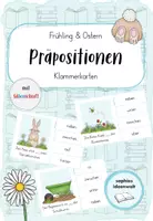 Vorschau - Stationenlernen - Präpositionen Klammerkarten Ostern & Frühling - Deckblatt