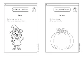 Vorschau - Arbeitsblätter - Lesen & Malen – Halloween | Leseverstehen für Klasse 1-3 (3fach differenziert) - Seite 1