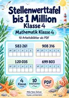 Vorschau - Arbeitsblätter - Stellenwerttafel bis 1 Million Klasse 4 | Mathematik Klasse 4 | 10 Arbeitsblätter als PDF - Deckblatt