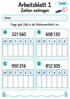 Vorschau - Arbeitsblätter - Stellenwerttafel bis 1 Million Klasse 4 | Mathematik Klasse 4 | 10 Arbeitsblätter als PDF - Seite 1