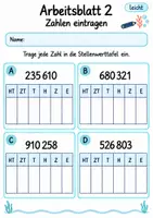 Vorschau - Arbeitsblätter - Stellenwerttafel bis 1 Million Klasse 4 | Mathematik Klasse 4 | 10 Arbeitsblätter als PDF - Seite 2