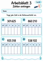 Vorschau - Arbeitsblätter - Stellenwerttafel bis 1 Million Klasse 4 | Mathematik Klasse 4 | 10 Arbeitsblätter als PDF - Seite 3