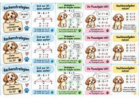 Vorschau - Arbeitsblätter - Rechenstrategien Klasse 1/2 – Subtraktion bis 20 | Faltbüchlein mit Schulhund - Seite 1