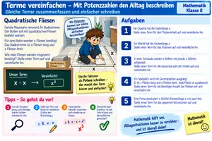 Vorschau - Arbeitsblätter - Terme vereinfachen- Mit Potenzzahlen - Seite 1