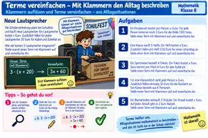 Vorschau - Arbeitsblätter - Terme vereinfachen- Mit Klammern - Seite 1