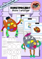 Vorschau - Mal- und Bastelvorlagen - Farben mischen in der Grundschule I Meine Farbfigur I Kunstprojekt - Deckblatt
