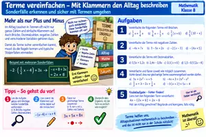 Vorschau - Arbeitsblätter - Terme vereinfachen- Fälle erkennen und sichern - Seite 1
