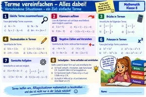 Vorschau - Arbeitsblätter - Terme vereinfachen- Alles dabei - Seite 1