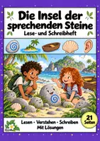 Vorschau - Arbeitsblätter - Die Insel der sprechenden Steine: Deutsch Lesen, Schreiben, Leseheft, Schreibheft und Arbeitsblätter mit Lösungen - Deckblatt