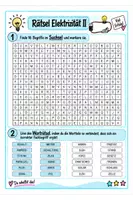 Vorschau - Arbeitsblätter - Rätsel Elektrizität 7./8. Klasse Suchsel - Deckblatt