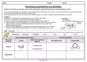 Vorschau - Arbeitsblätter - Darstellungsformen von Molekülen - Seite 1