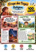 Vorschau - Bildkarten - ✝️ Frage des Tages Religion – Christentum | 100 Fragekarten mit Antworten für den Religionsunterricht ✝️ - Deckblatt